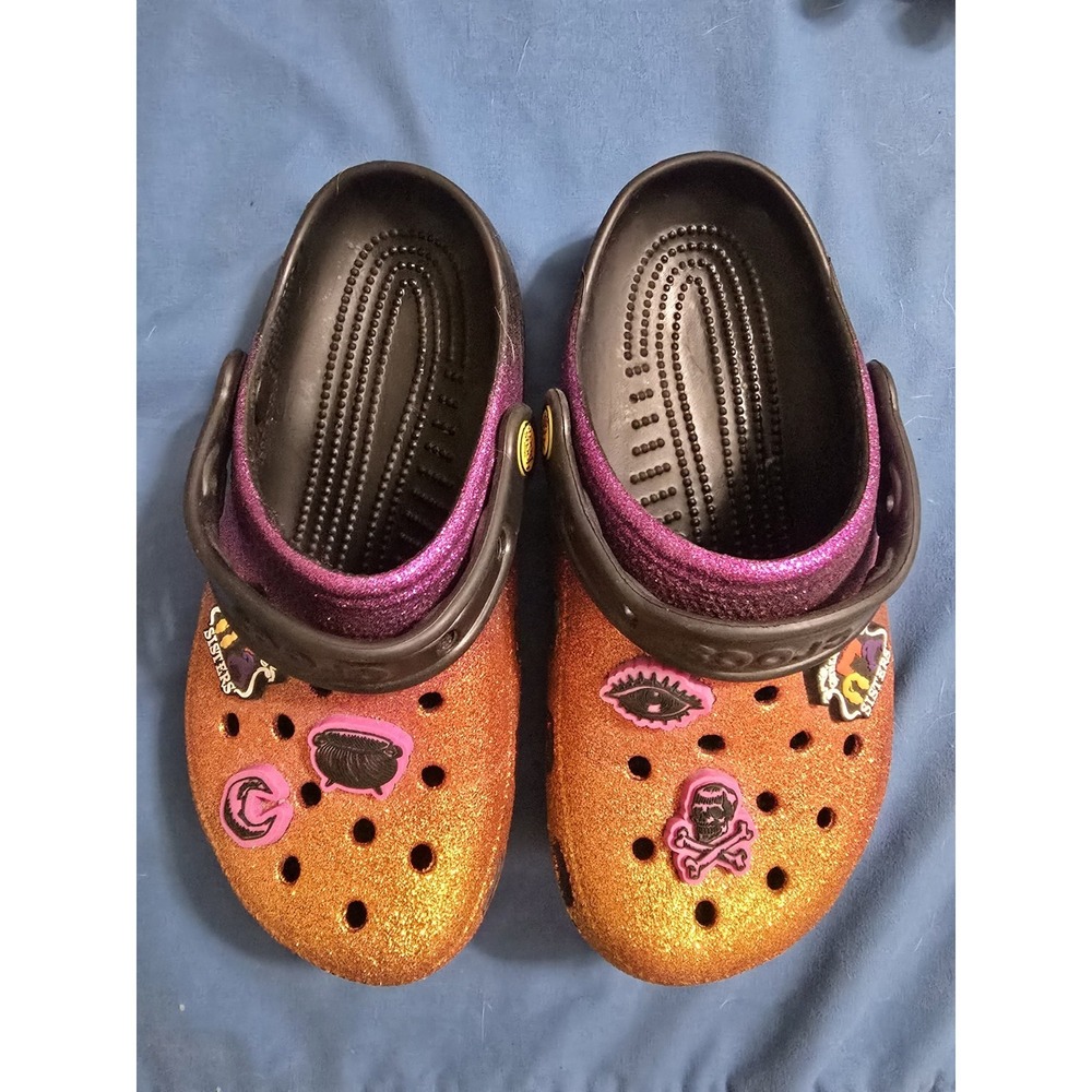 Disney Hocus Pocus orange purple glitter Halloween CROCS Size W6/M4